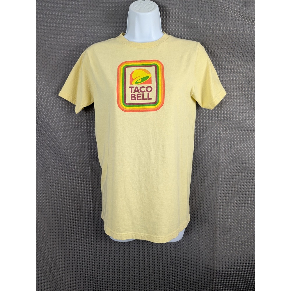 Taco Bell Retro Logo T Shirt Small Yellow Rainbow Graphic Tee Fast Food